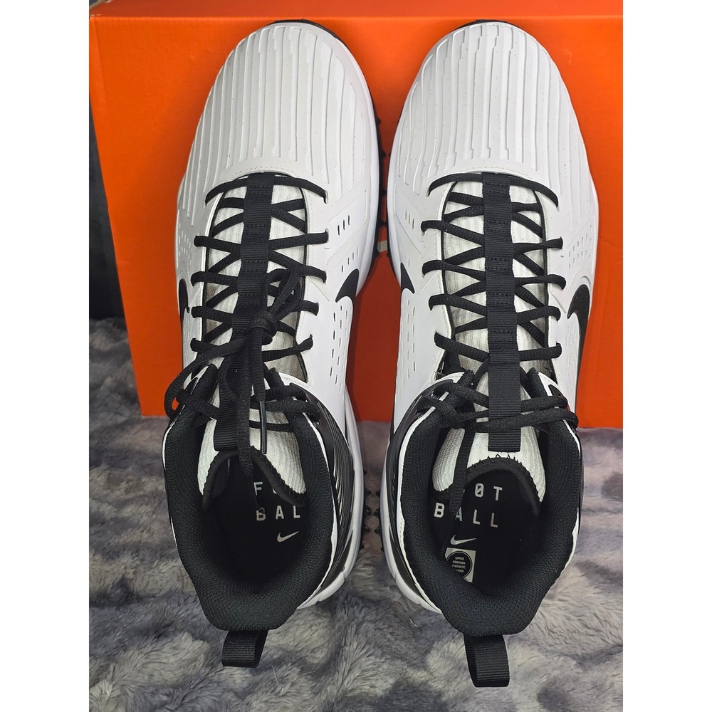 NWB Nike Alpha Menace Strong Shark TB P White Black Football Cleats SZ 15 IB2575 - Picture 4 of 8